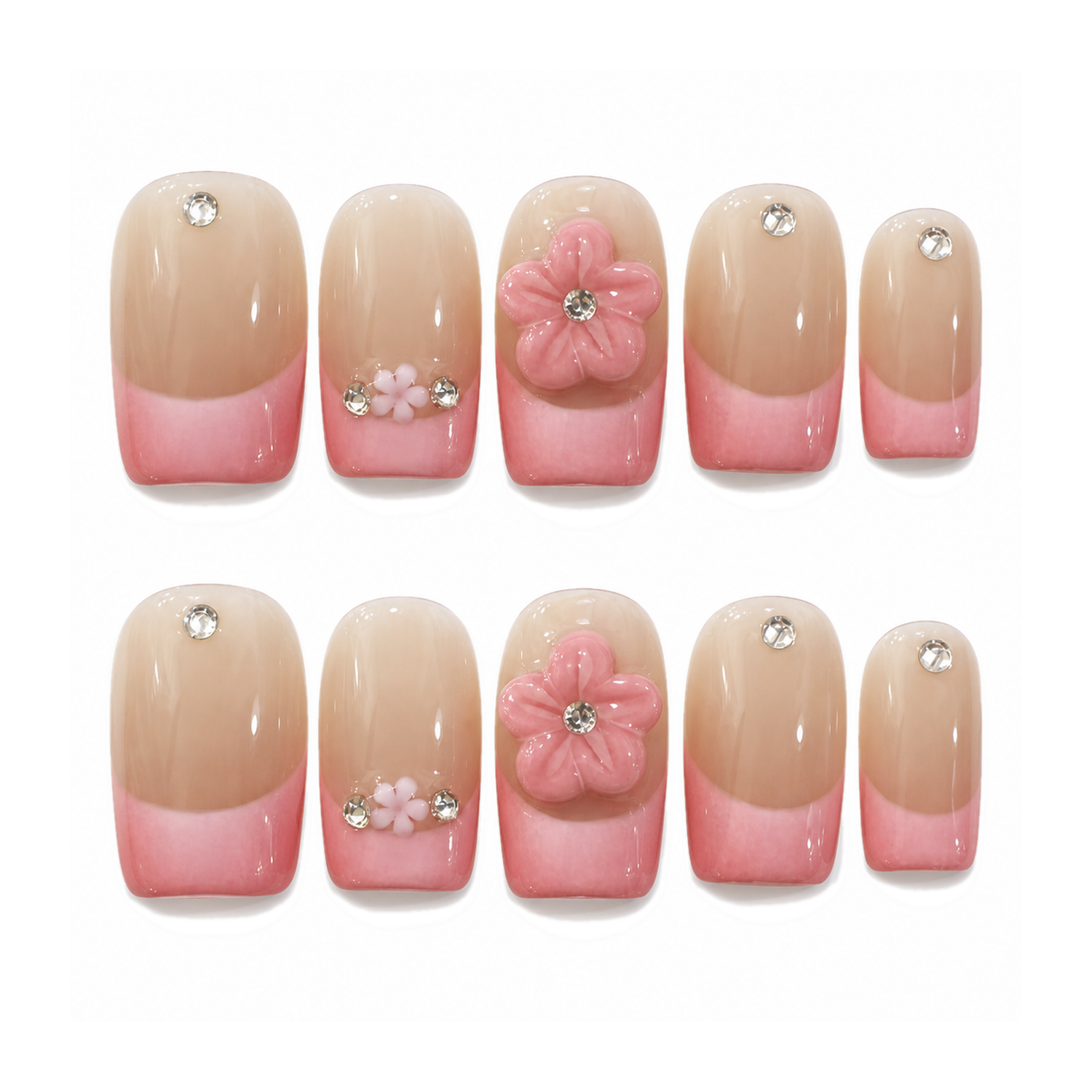 How to Apply H-005-E Handmade Floral Medium Almond Press-On at Home