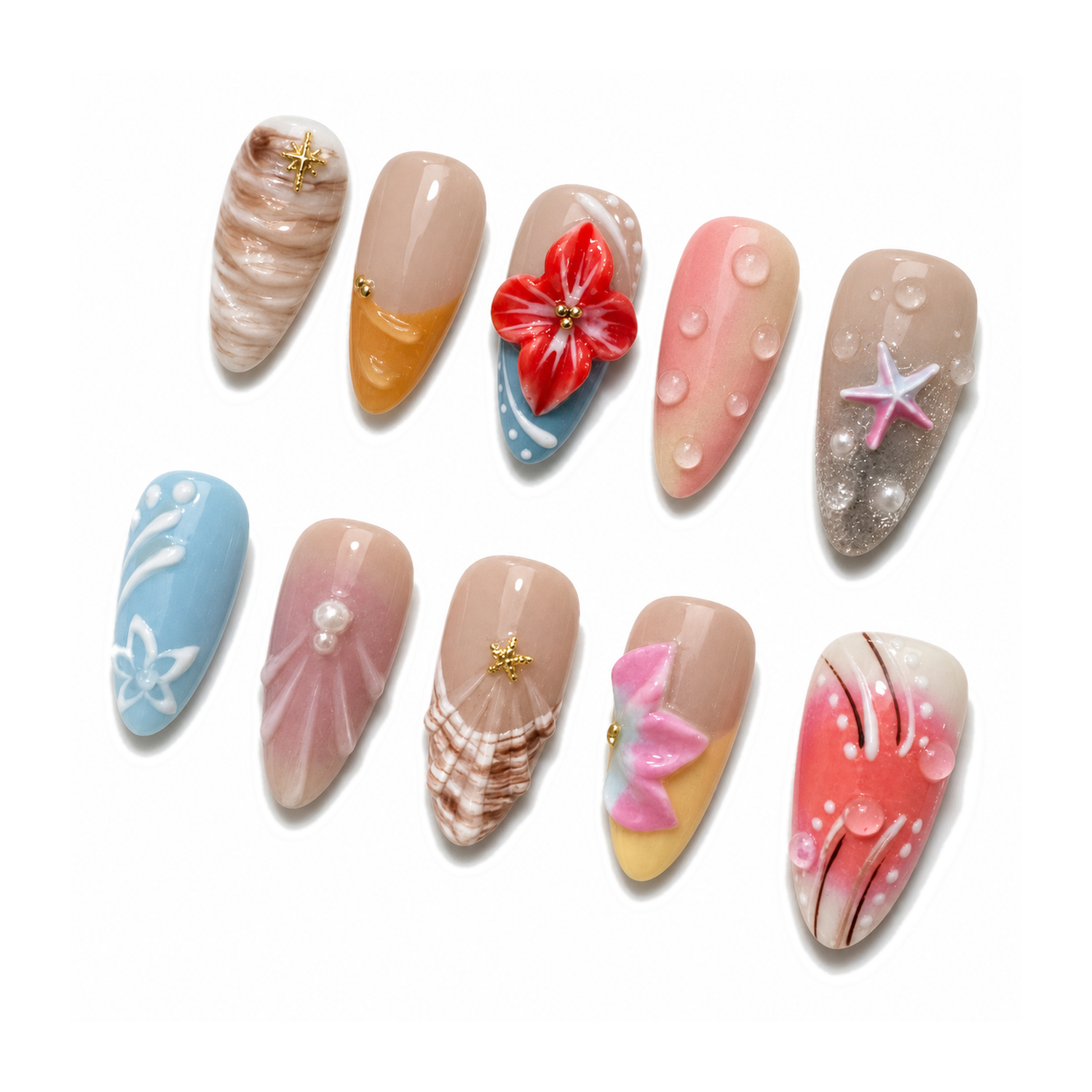 How to Style H-003-E Handmade Floral Medium Almond Press-On Nails: At-Home Tips and Care