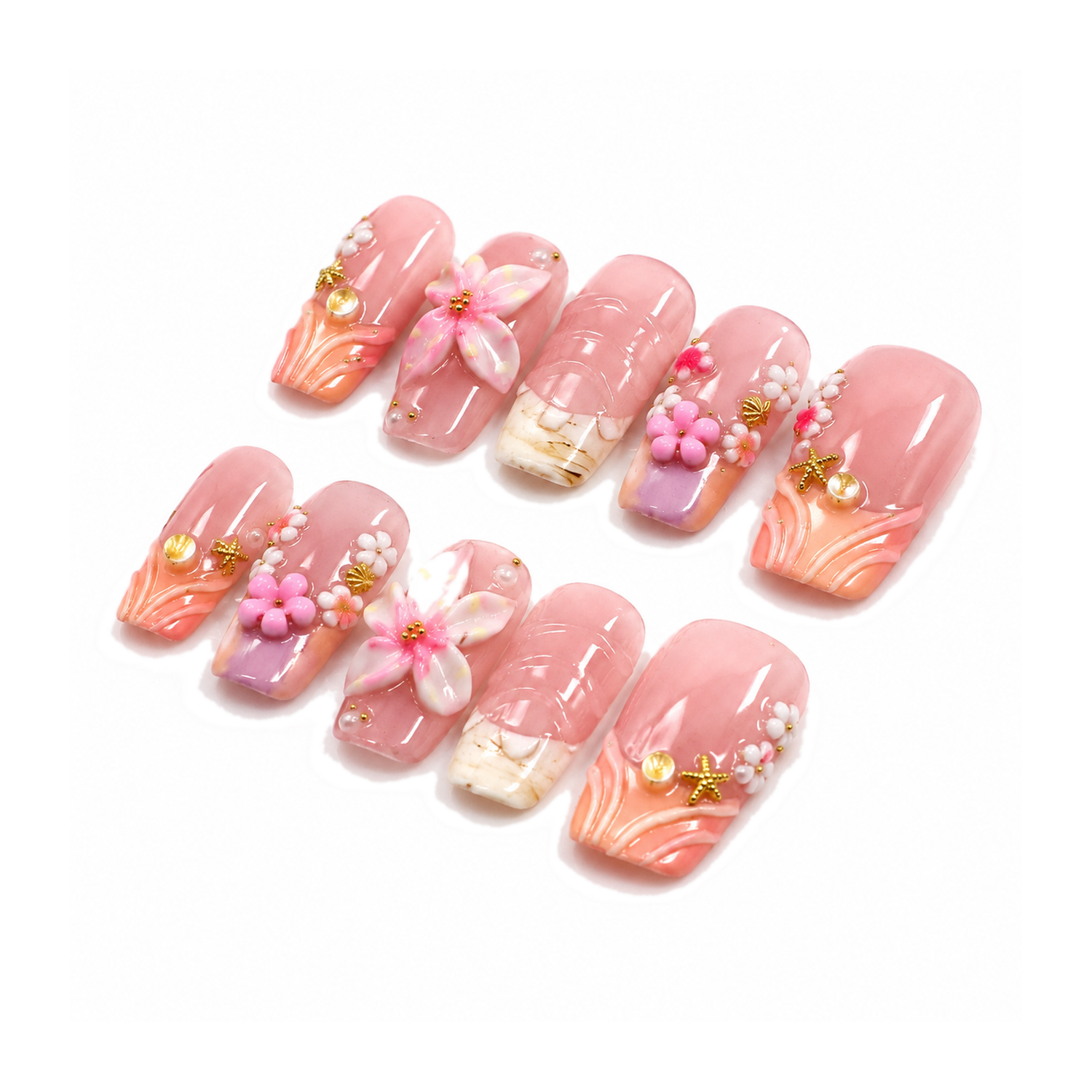 How to Style H-004-D Handmade Floral Medium Square Press-On Nails: At-Home Tips and Care