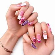 Lavender Seashell Floral Medium Almond Press-On Nails - product view 2