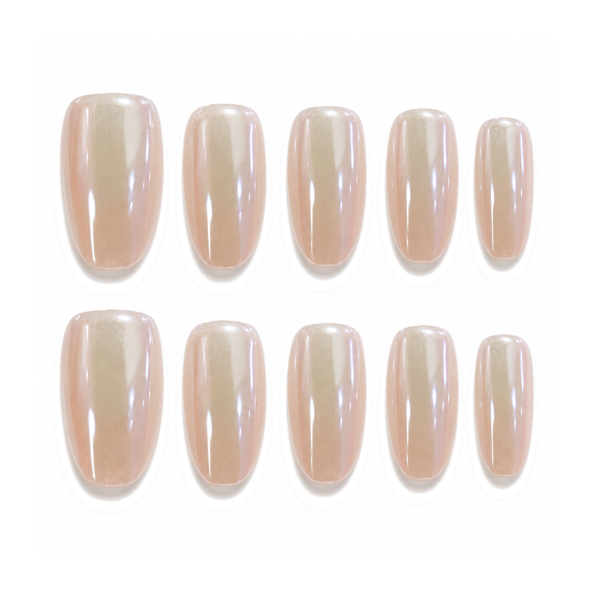 Pearl Champagne Chrome Medium Almond Press-On Nails by UB2 BEAUTY