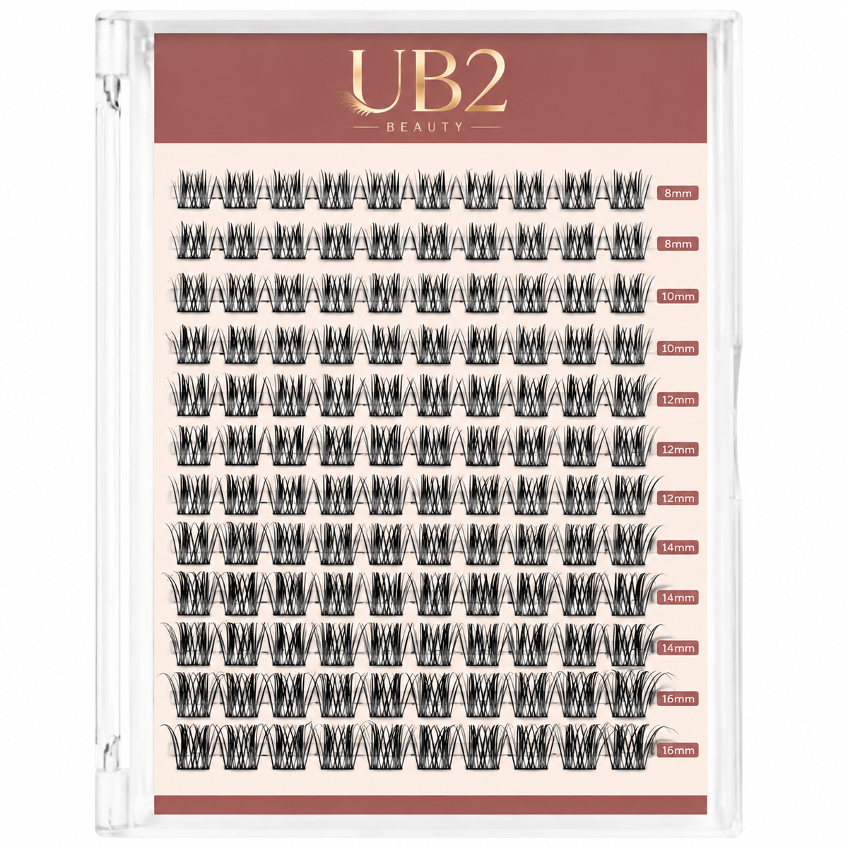 Wispy lash clusters 8-16mm in a 12-row tray