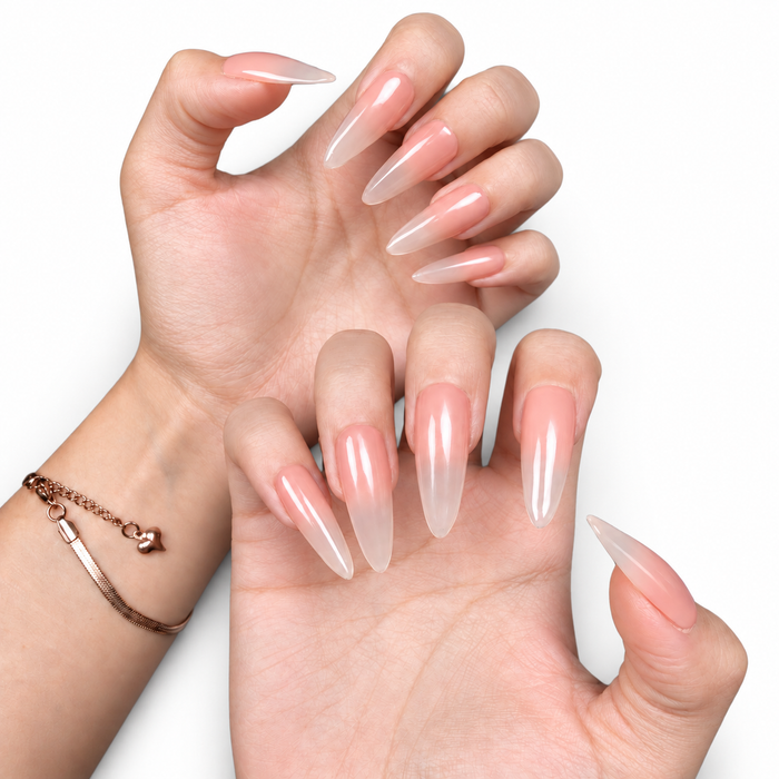 Nude Veil — Glossy Oval Press-On Nails
