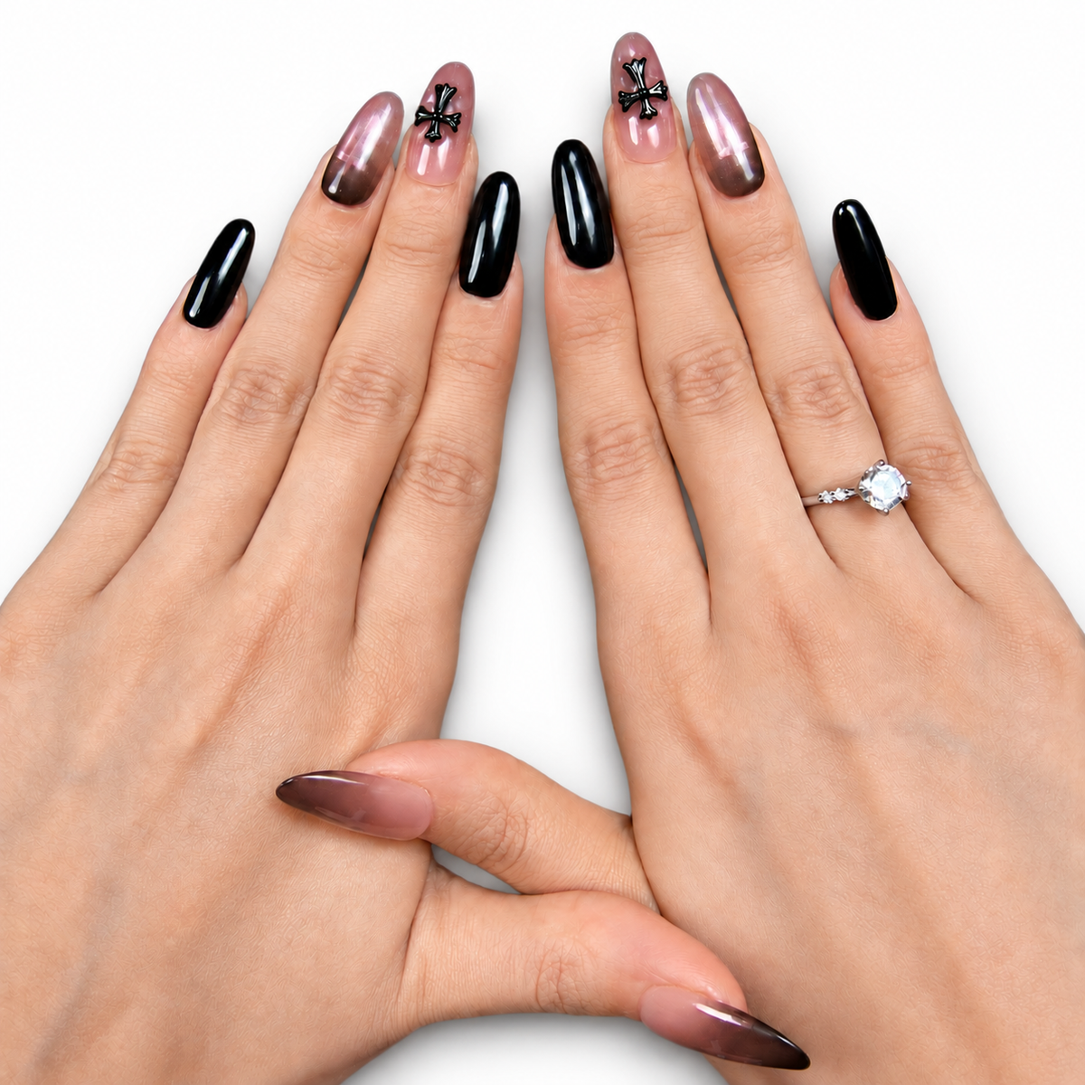 Black Mocha Y2K Medium Oval Press-On Nails - product view 3