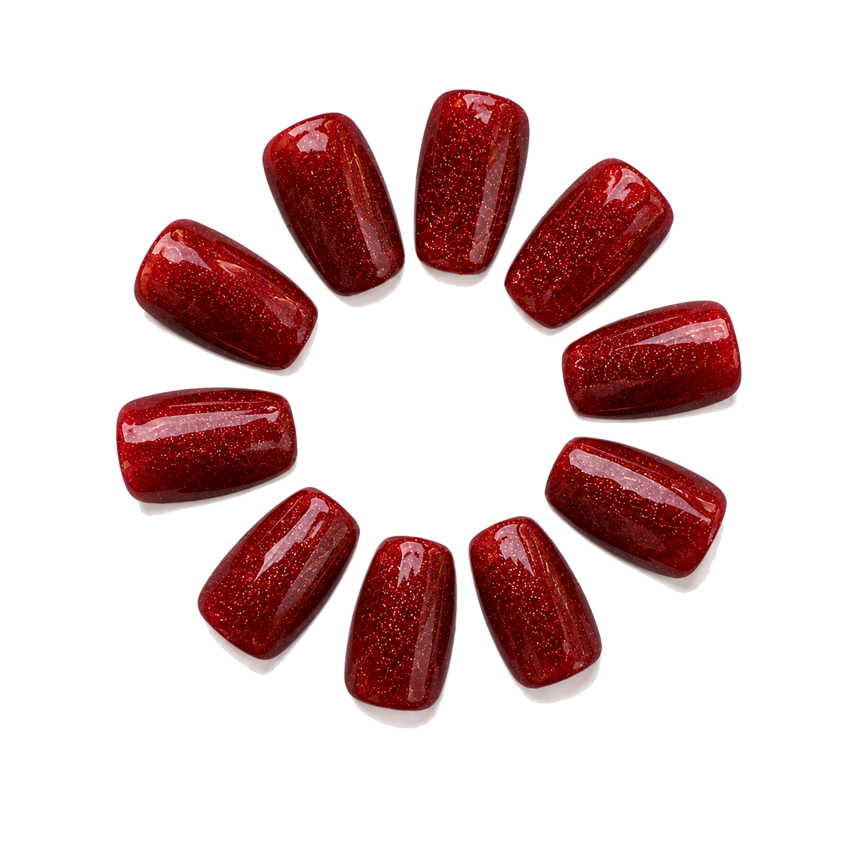 C-002-C Handmade Solid Color Short Almond Press-On Nails - White background hand close-up view - UB2 BEAUTY