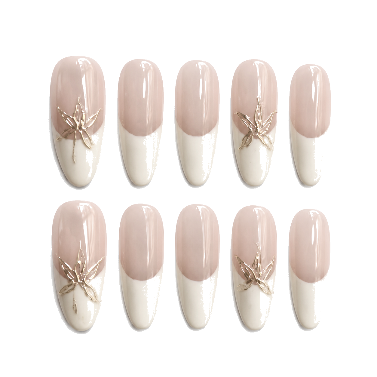 O-004-D Handmade Western Style Medium Square Press-On Nails - White background hand close-up view - UB2 BEAUTY